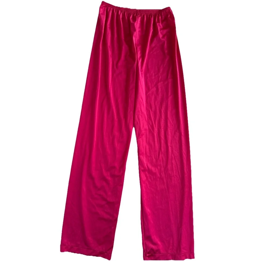 Vintage VANITY FAIR‎ Fuchsia Vibrant Red Hot Pink Lounge Set Pajamas Sz Small